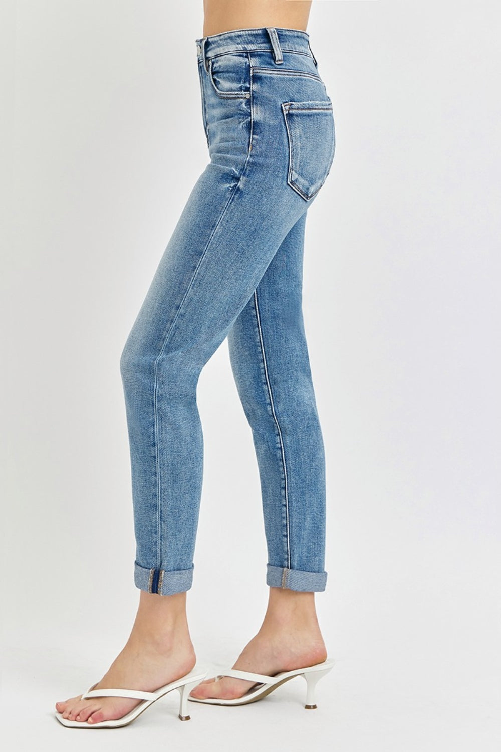 Risen Full Size High Rise Cropped Roll Up Jeans-BOTTOMS SIZES SMALL MEDIUM LARGE-[Adult]-[Female]-2022 Online Blue Zone Planet