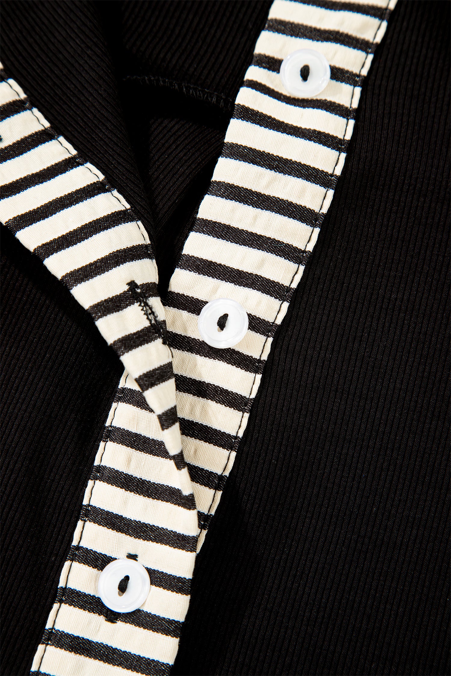 Black Stripe Detail Polo Collar Half Buttons Tied Short Sleeve Shift Mini Dress-TOPS / DRESSES-[Adult]-[Female]-2022 Online Blue Zone Planet