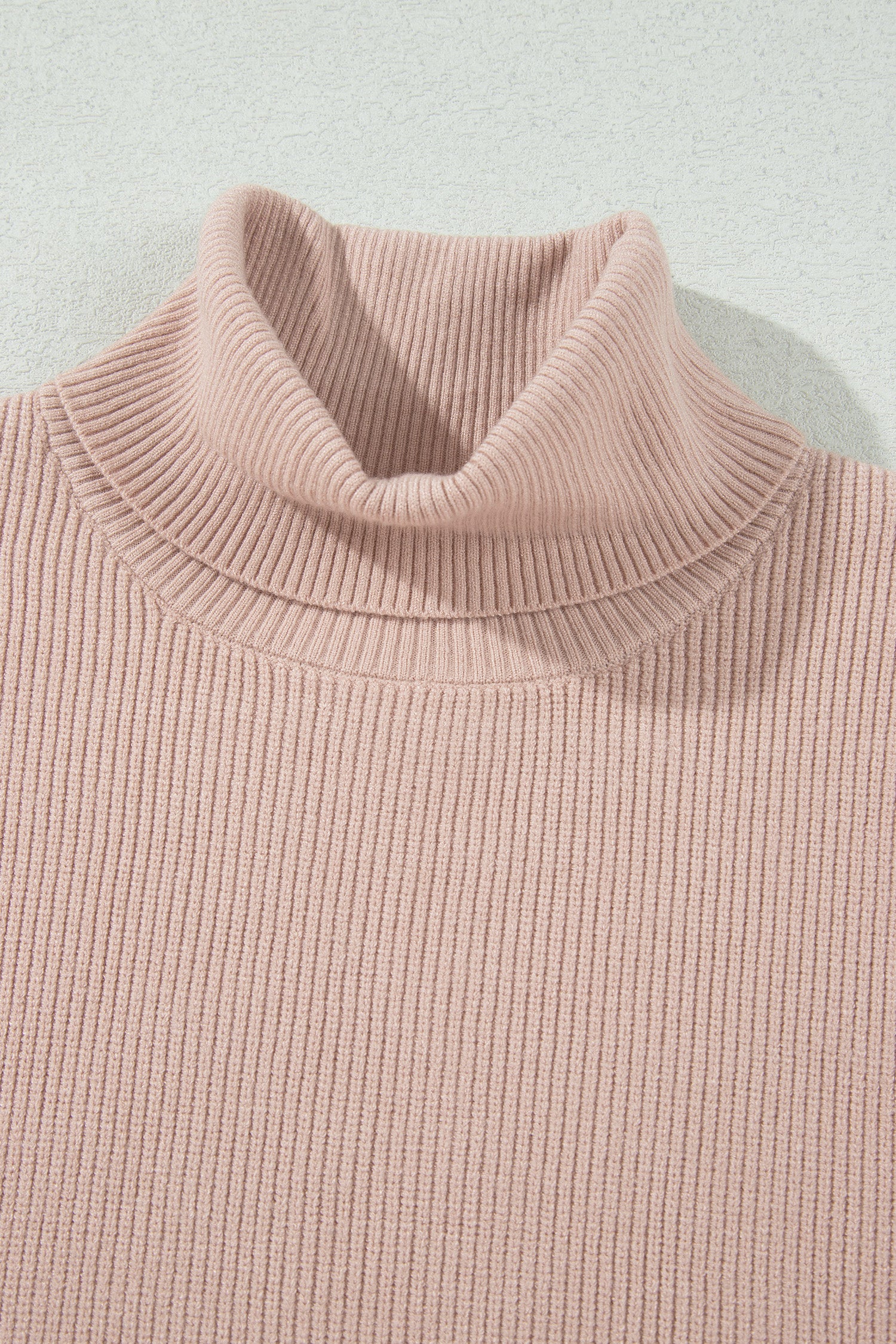 Light French Beige Sleeveless High Neck Knit Split Hem Shift Silhouette Wool Sweater Vest-Sweaters & Cardigans/Sweater Vests-[Adult]-[Female]-2022 Online Blue Zone Planet