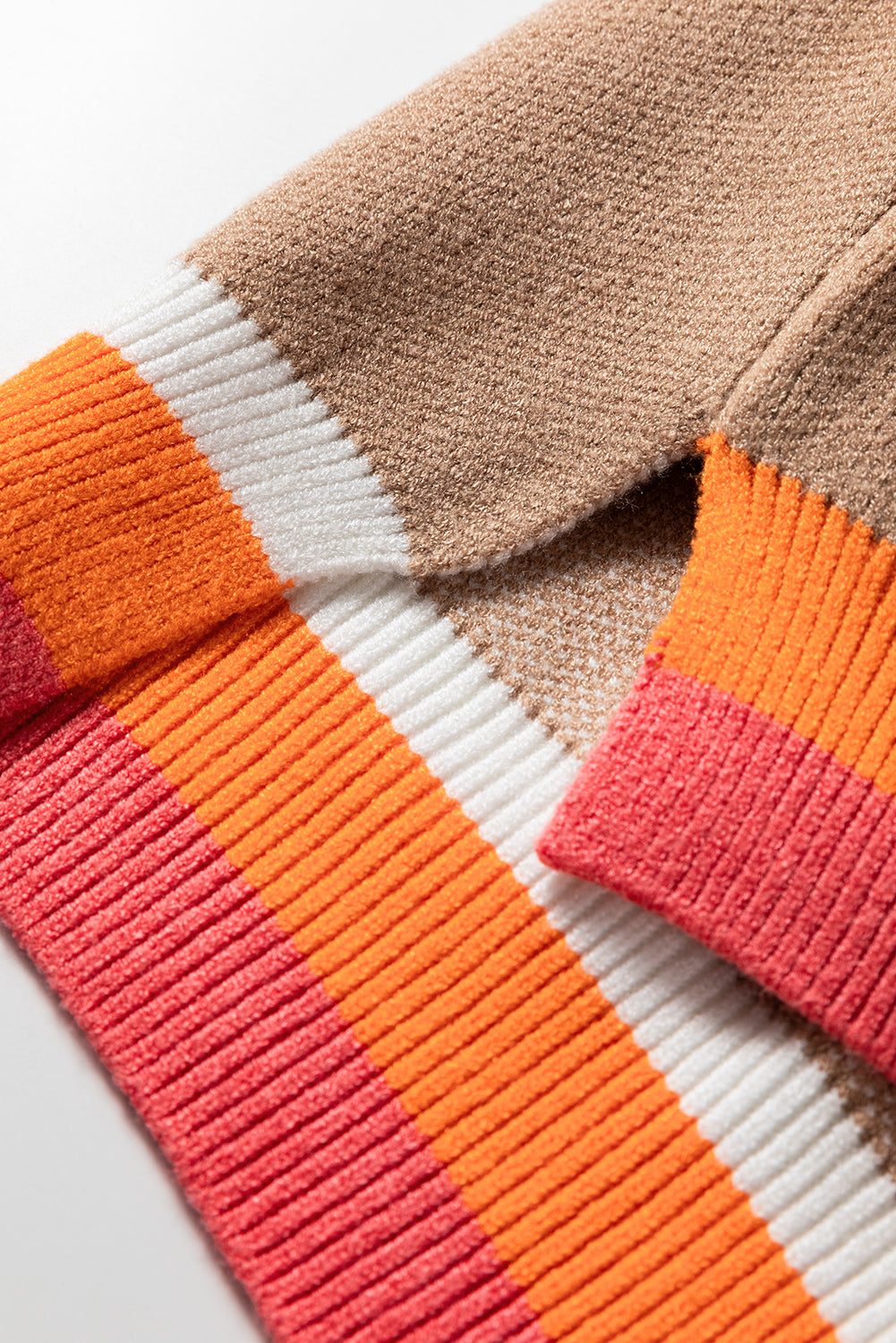 Smoke Gray Big Flower Pattern Contrast Striped Baggy Sweater-TOPS / DRESSES-[Adult]-[Female]-2022 Online Blue Zone Planet