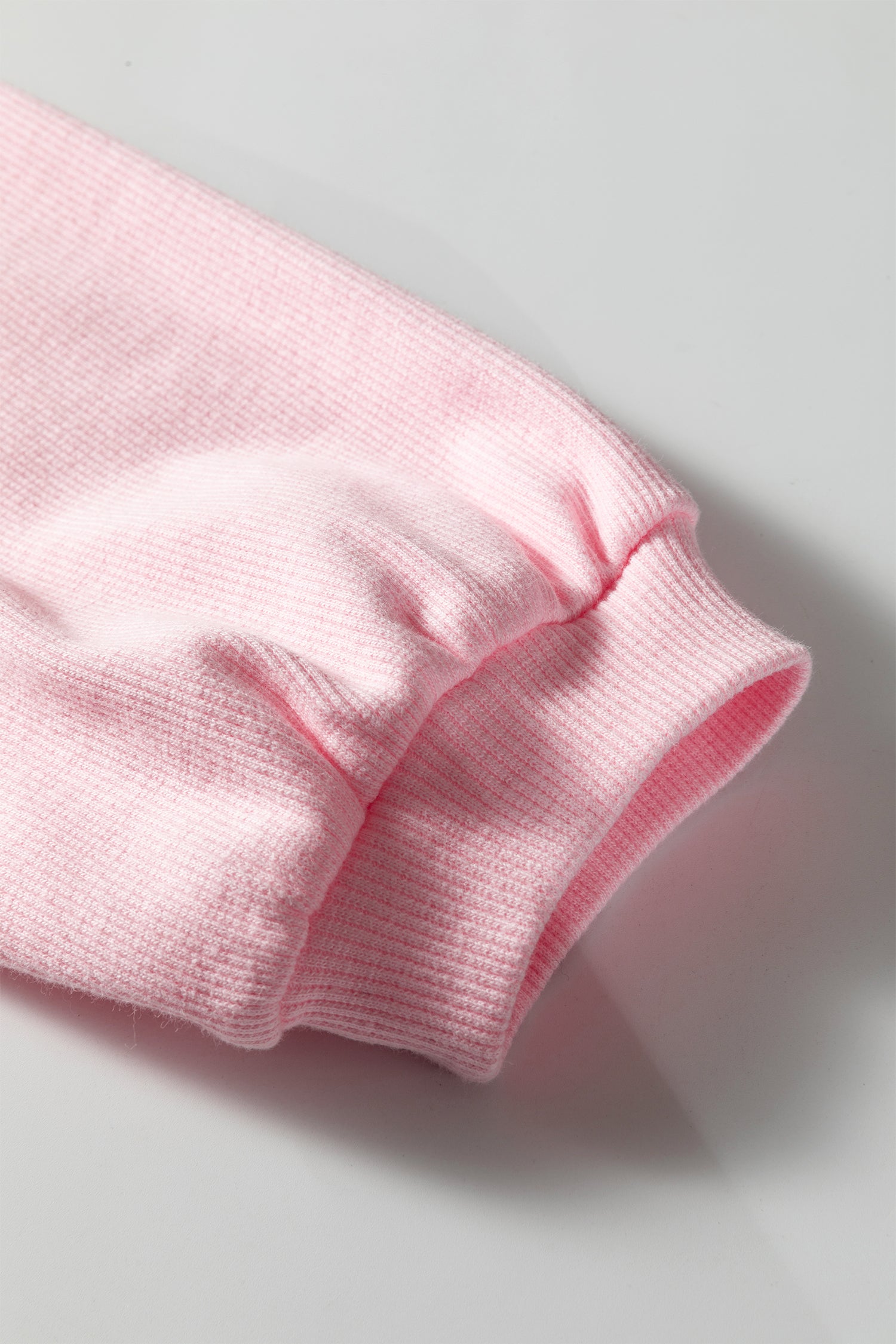 Pink 3d Ribbed XOXO Heart Embroidered Drop Shoulder Sweatshirt-Tops/Sweatshirts & Hoodies-[Adult]-[Female]-2022 Online Blue Zone Planet