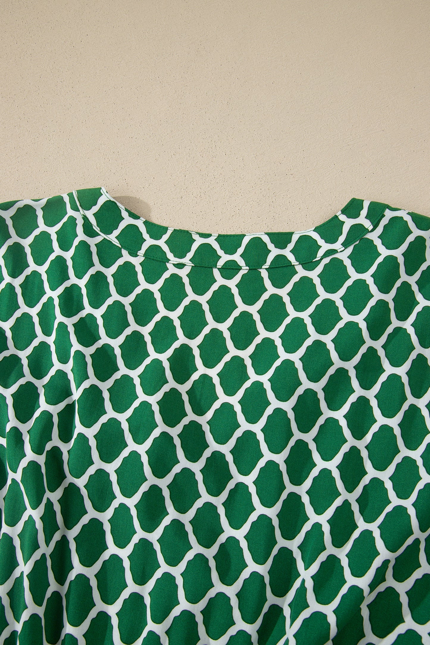 Green Plus Size Geometric Print Pocketed Ruffle Hem Casual Dress-TOPS / DRESSES-[Adult]-[Female]-2022 Online Blue Zone Planet