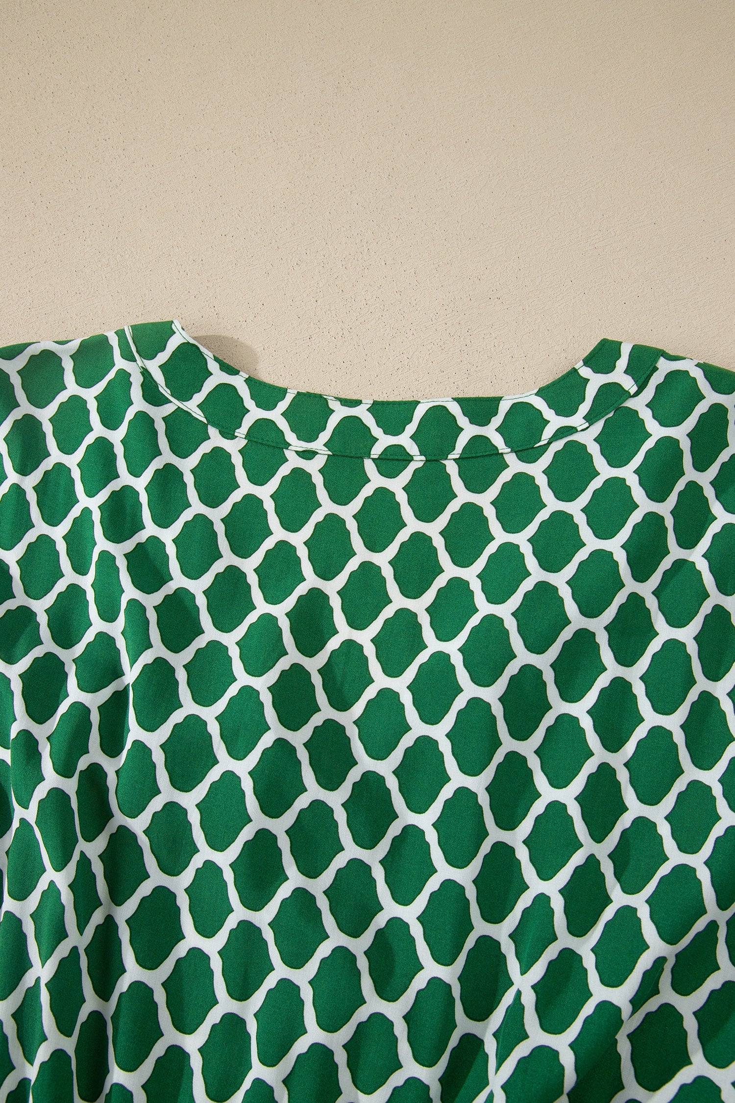 Green Plus Size Geometric Print Pocketed Ruffle Hem Casual Dress-TOPS / DRESSES-[Adult]-[Female]-2022 Online Blue Zone Planet