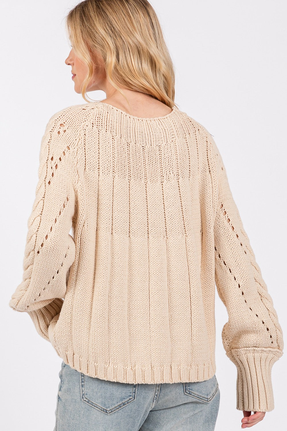 SAGE + FIG Cable-Knit Long Sleeve Sweater-TOPS / DRESSES-[Adult]-[Female]-2022 Online Blue Zone Planet