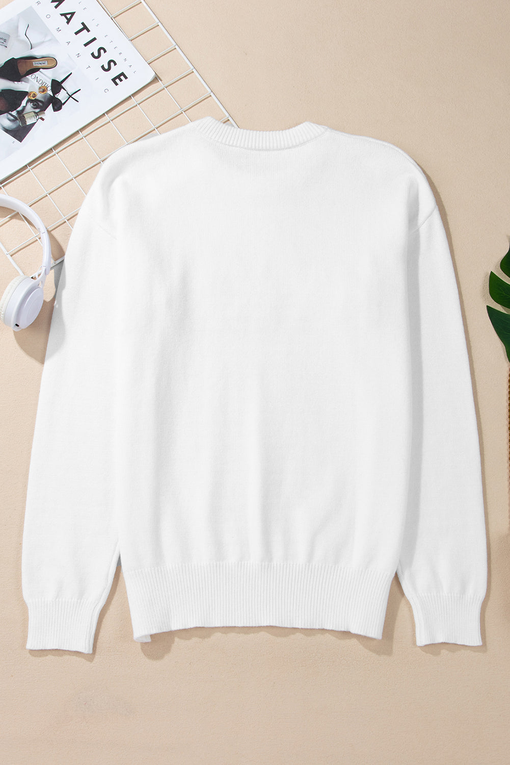 THANKFUL Round Neck Drop Shoulder Sweater-TOPS / DRESSES-[Adult]-[Female]-2022 Online Blue Zone Planet
