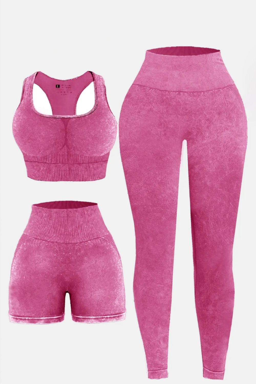 Blue Zone Planet | 3 Piece Washed Square Neck Wide Strap Active Set-TOPS / DRESSES-[Adult]-[Female]-Deep Rose-S-2022 Online Blue Zone Planet