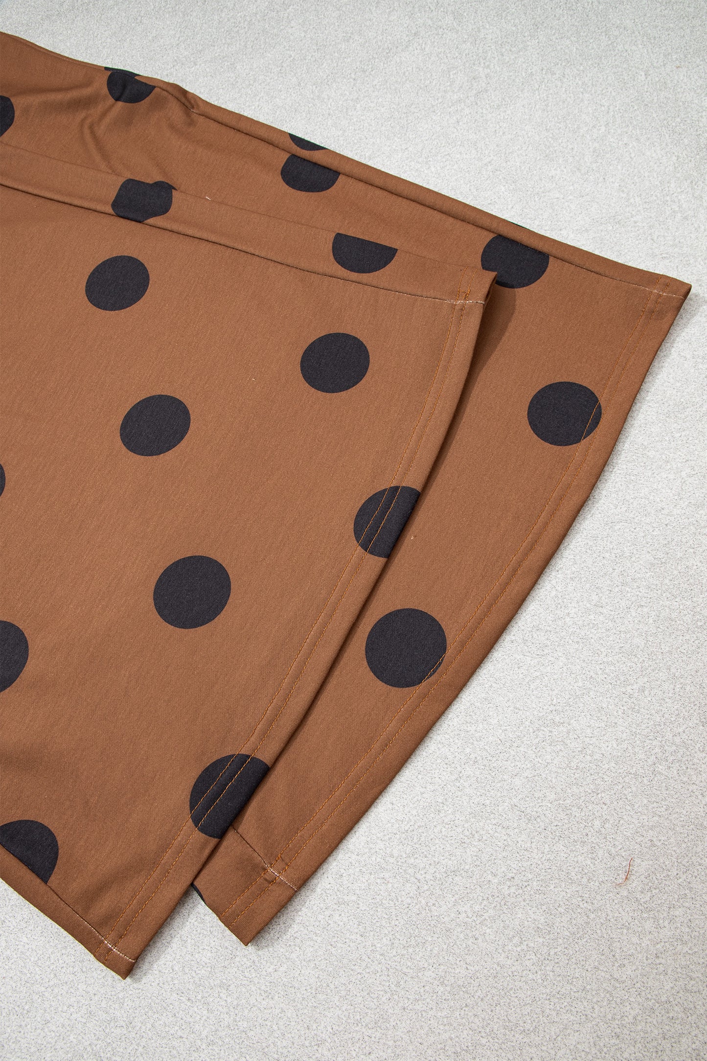 Brown Polka Dot Wide Leg Elastic Waist Casual Pants-Bottoms/Pants & Culotte-[Adult]-[Female]-2022 Online Blue Zone Planet