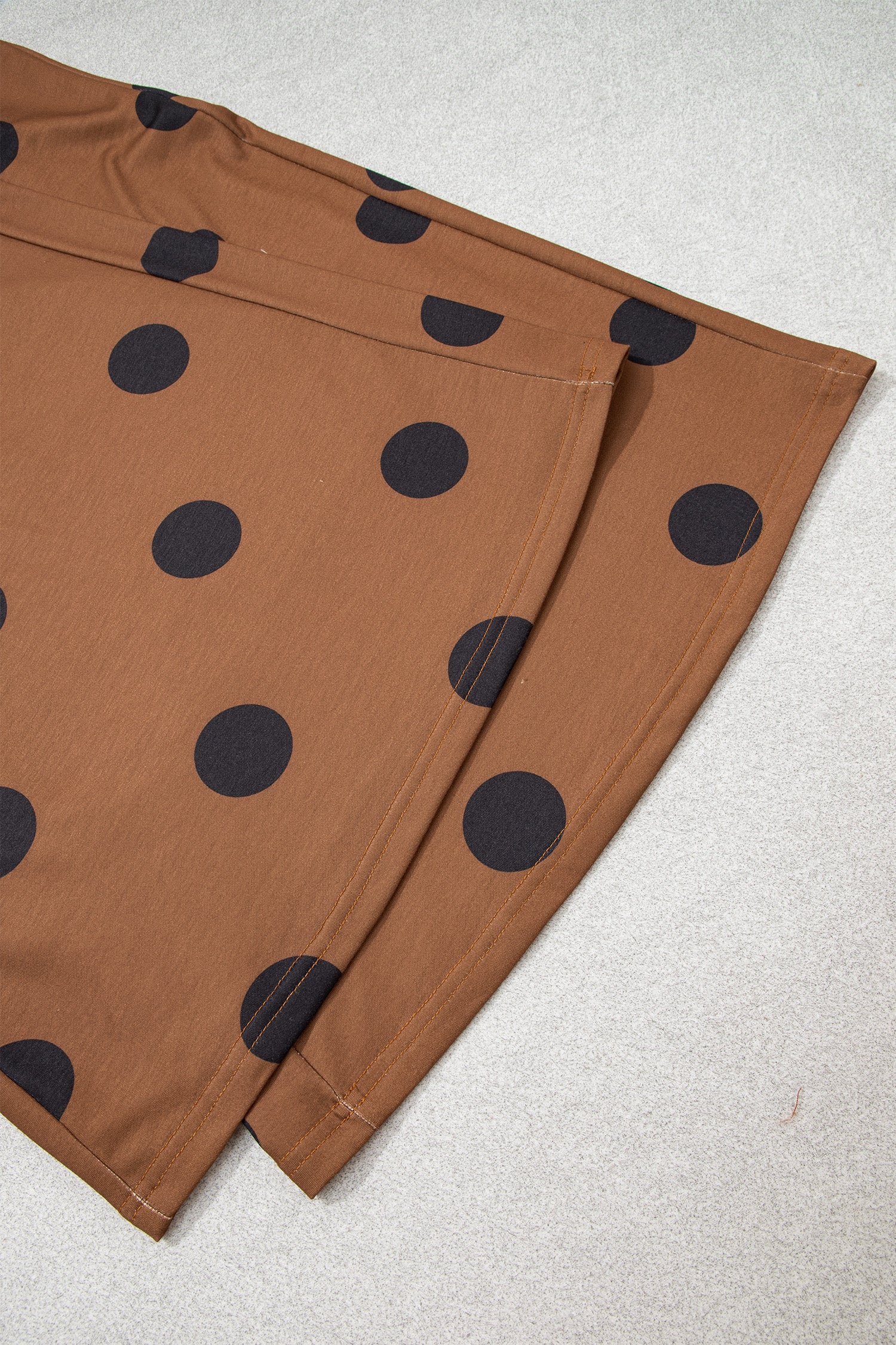 Brown Polka Dot Wide Leg Elastic Waist Casual Pants-Bottoms/Pants & Culotte-[Adult]-[Female]-2022 Online Blue Zone Planet
