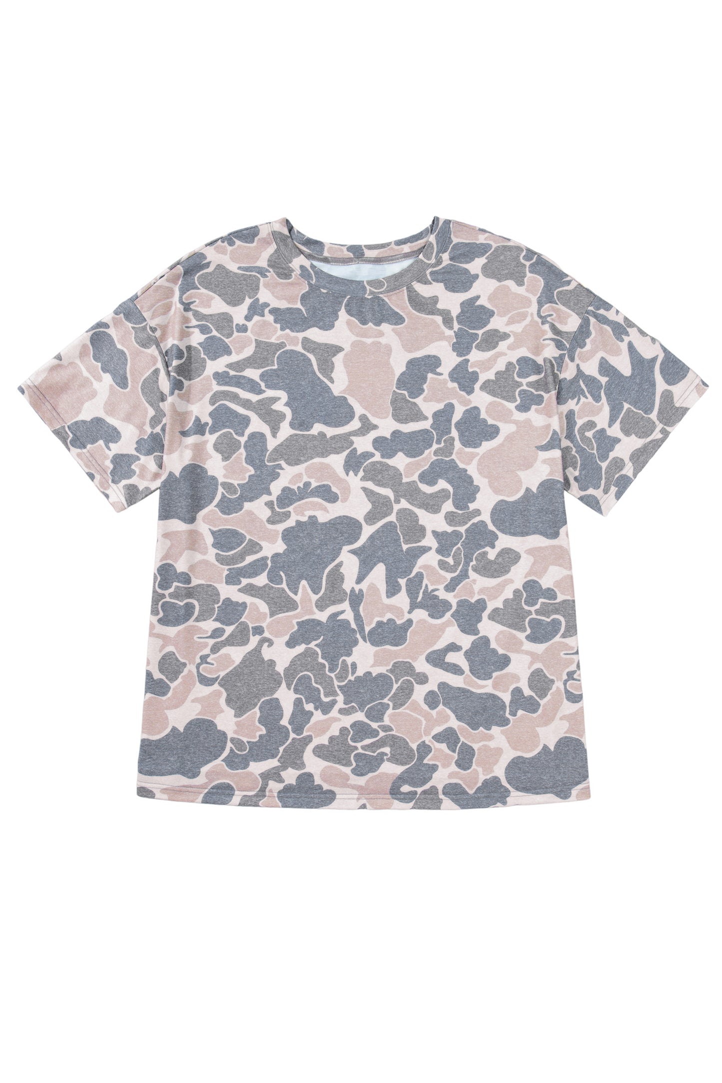 Multicolour Retro Camouflage Print Plus Size T Shirt-Plus Size/Plus Size Tops/Plus Size Tops & Tees-[Adult]-[Female]-2022 Online Blue Zone Planet