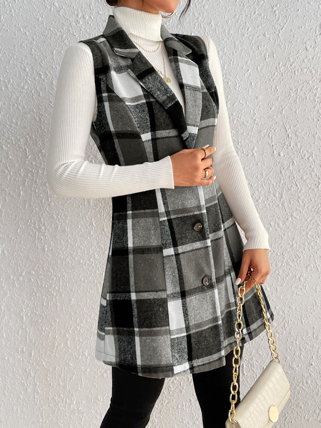 Blue Zone Planet | Plaid Button Up Vest Coat-TOPS / DRESSES-[Adult]-[Female]-2022 Online Blue Zone Planet