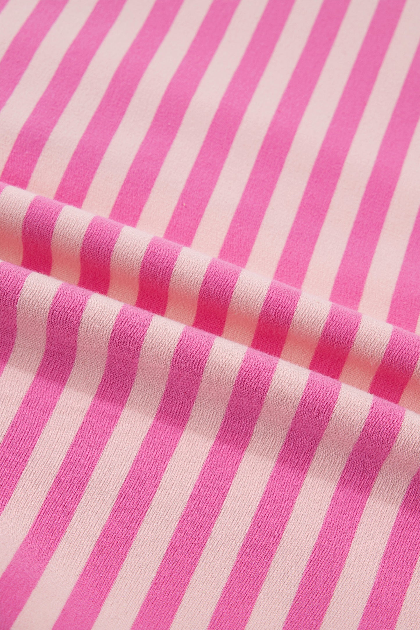 Pink Stripe Zip-up Puff Sleeve Zip Jacket Sweatshirt