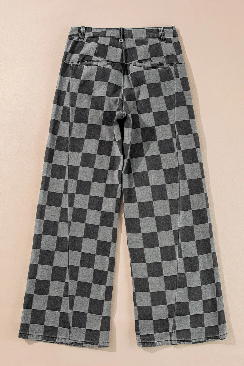 Blue Zone Planet | Checkered Wide Leg Jeans with Pockets-BOTTOMS SIZES SMALL MEDIUM LARGE-[Adult]-[Female]-2022 Online Blue Zone Planet