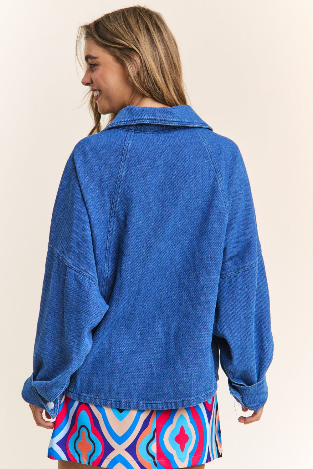 J.NNA Snap Down Long Sleeve Denim Shacket-TOPS / DRESSES-[Adult]-[Female]-2022 Online Blue Zone Planet