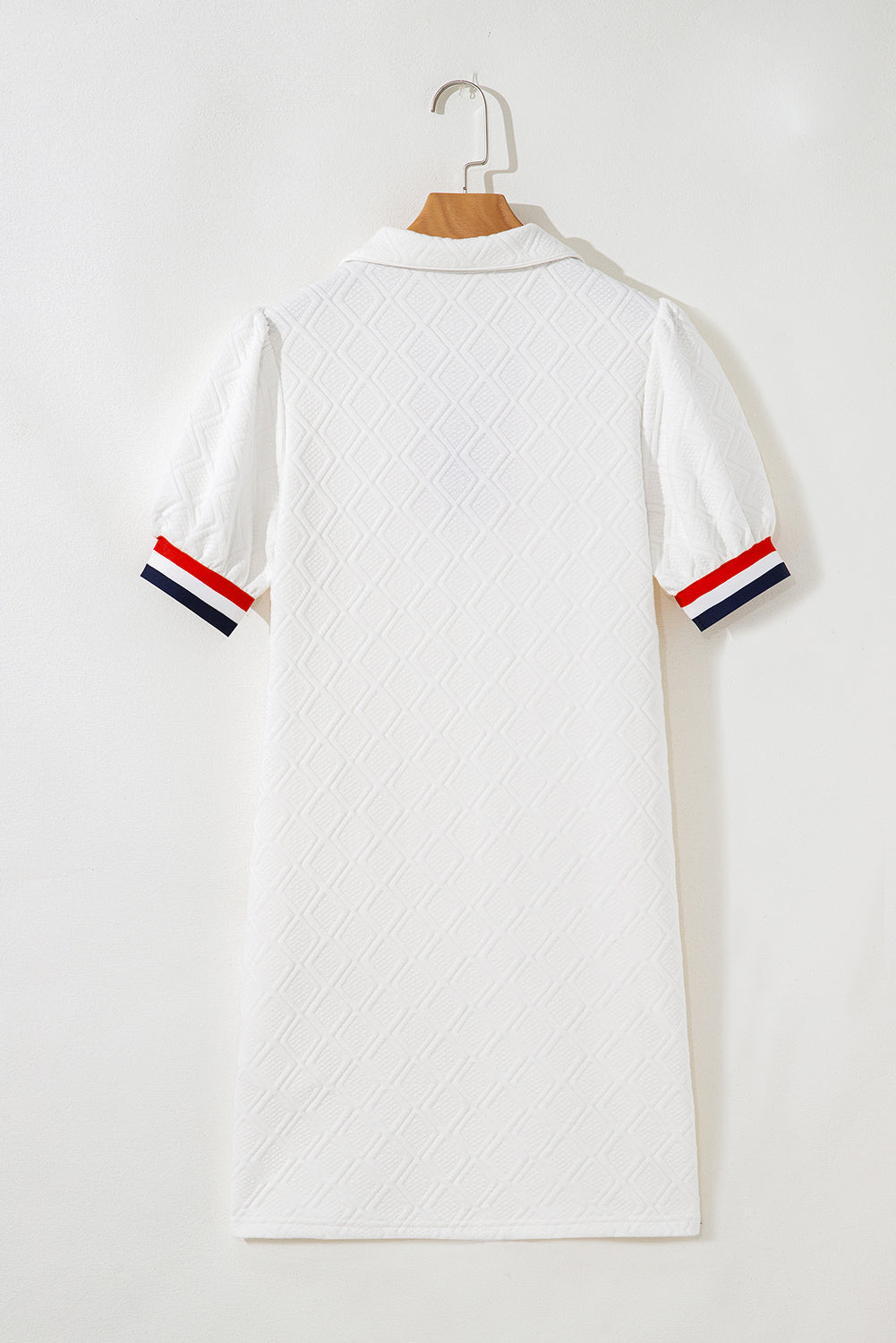 White Textured Contrast Striped Detail Sequin USA Flag Patched Mini Dress-Graphic Apparel-[Adult]-[Female]-2022 Online Blue Zone Planet