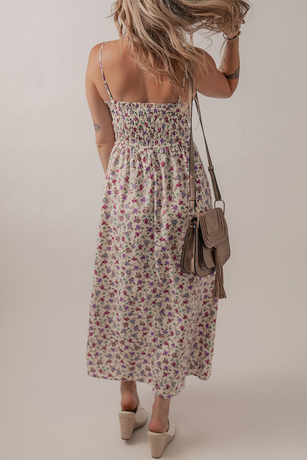 Multicolour Bohemian Ditsy Floral Smocked Fit Flare Sundress-TOPS / DRESSES-[Adult]-[Female]-2022 Online Blue Zone Planet