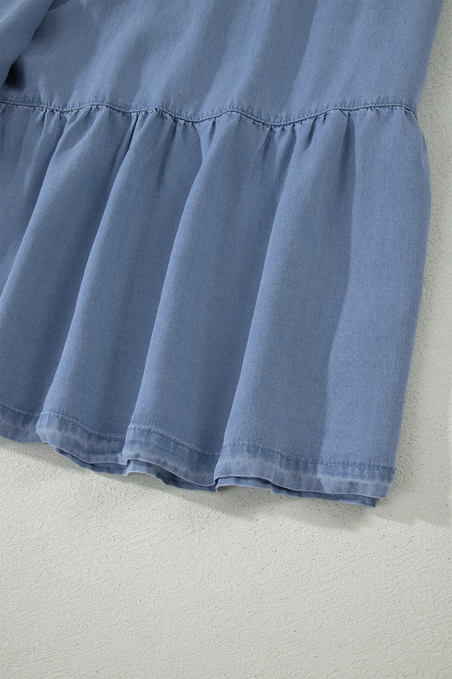 Beau Blue Elastic Waist Ruffled Tiered Flared Denim Maxi Skirt-Bottoms/Skirts & Petticoat-[Adult]-[Female]-2022 Online Blue Zone Planet