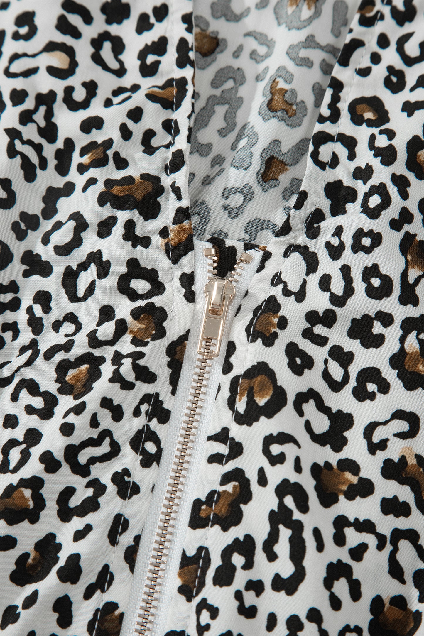 Beige Leopard Zip Front V Neck Cinched Waist Sleeveless Maxi Dress-Dresses/Maxi Dresses-[Adult]-[Female]-2022 Online Blue Zone Planet