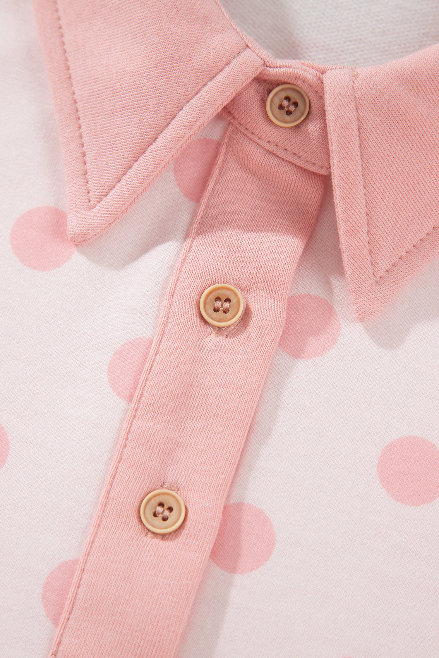 Pink Polka Dot Drop Shoulder Polo Loose Pullover Patch Pocket Casual Shorts Set-Two Piece Sets/Short Sets-[Adult]-[Female]-2022 Online Blue Zone Planet