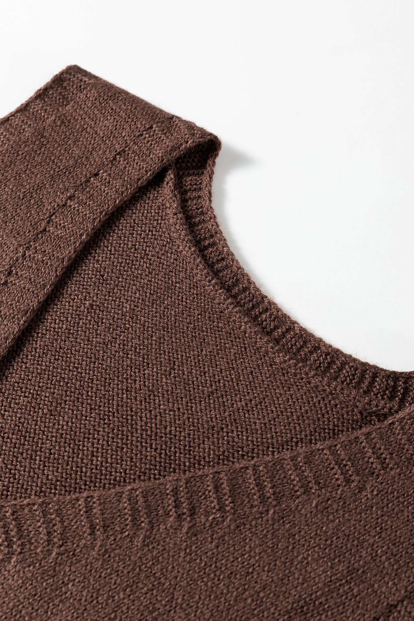 Delicacy Ribbed Deep V Neckline Front Pocketed Loose Tunic Sweater Vest