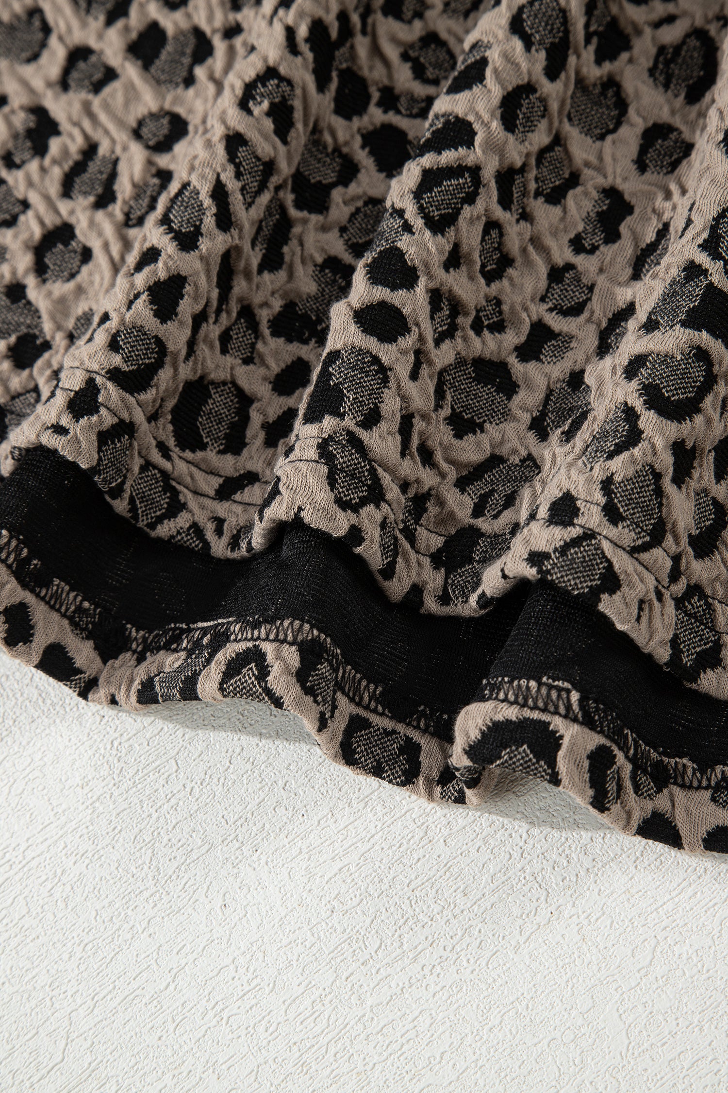 Khaki Leopard Print Textured Plus Size T Shirt-Plus Size/Plus Size Tops/Plus Size Tops & Tees-[Adult]-[Female]-2022 Online Blue Zone Planet