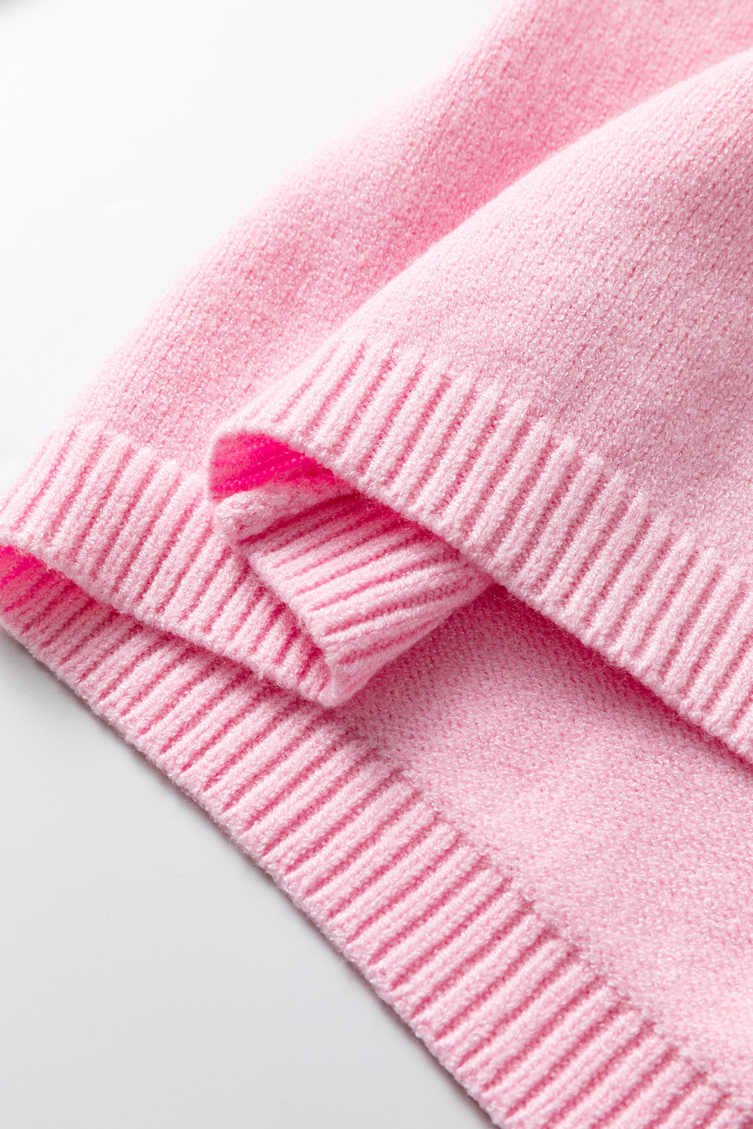 Pink Solid Color Knit Loose Bracelet Sleeve Dolman Sweater-Bracelet-[Adult]-[Female]-2022 Online Blue Zone Planet