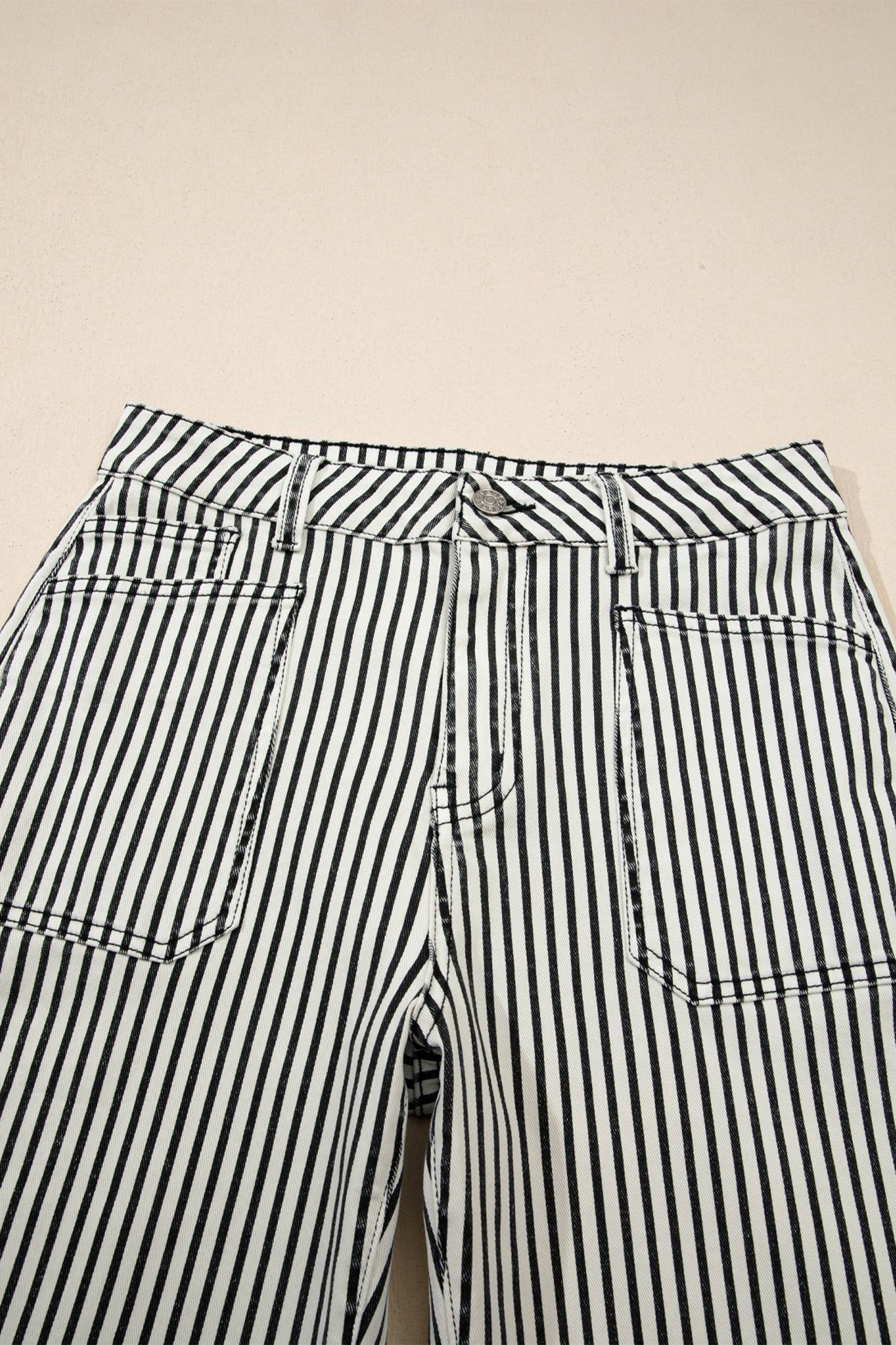 Black Stripe Patch Pocket High Waist Shift Denim Jeans-Bottoms/Jeans-[Adult]-[Female]-2022 Online Blue Zone Planet