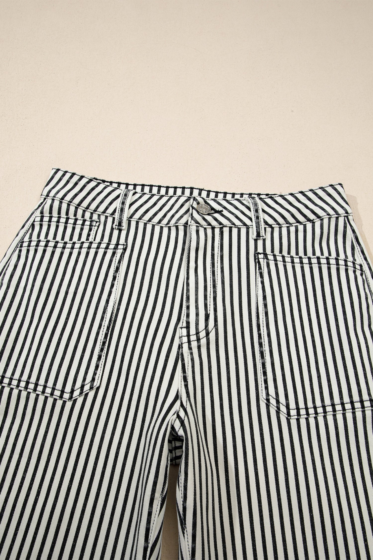 Black Stripe Patch Pocket High Waist Shift Denim Jeans-Bottoms/Jeans-[Adult]-[Female]-2022 Online Blue Zone Planet