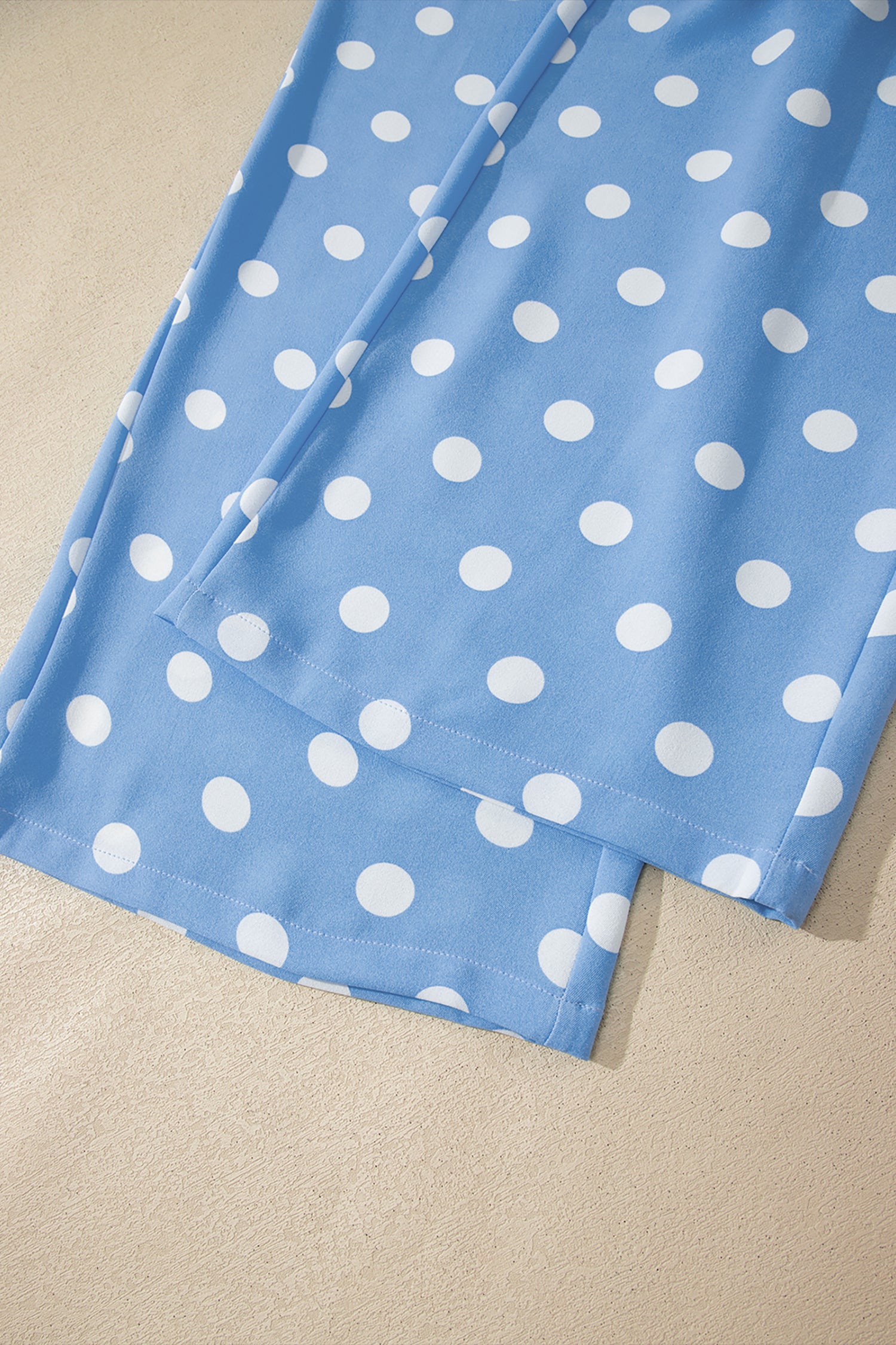 Sky Blue Polka Dot Print Patched Pocket Mid-rise Straight Leg Pants-Bottoms/Pants & Culotte-[Adult]-[Female]-2022 Online Blue Zone Planet