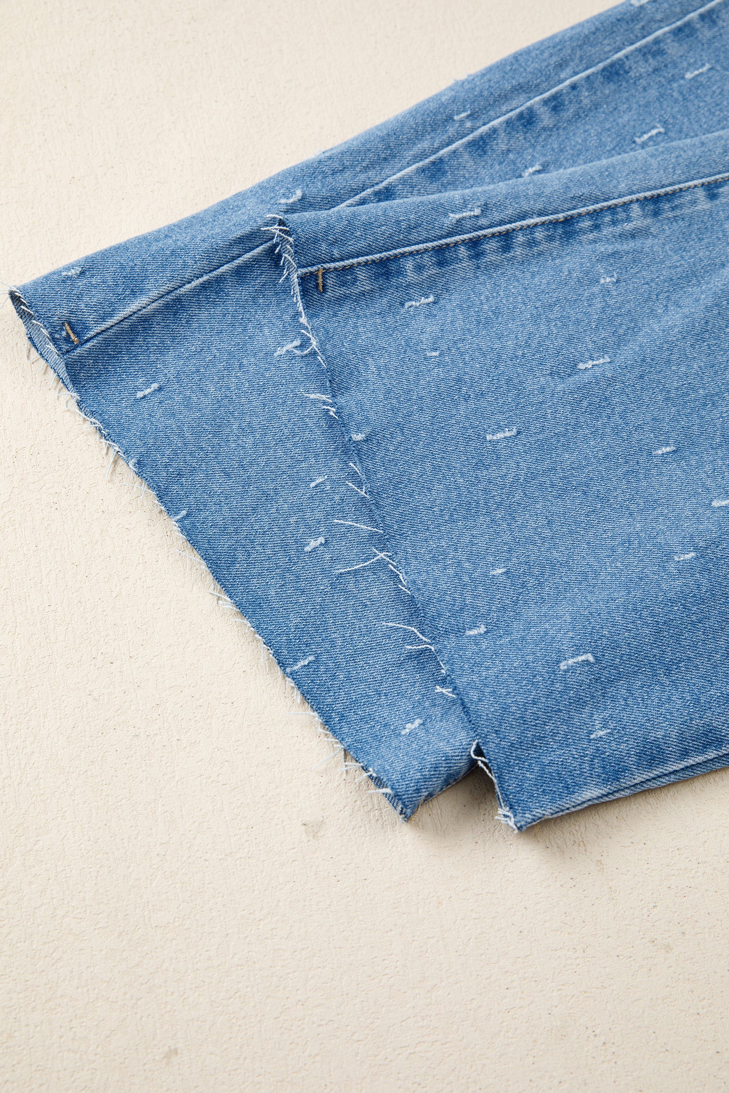 Mist Blue Distressed Detail Tummy Control Raw Hem Jeans-TOPS / DRESSES-[Adult]-[Female]-2022 Online Blue Zone Planet