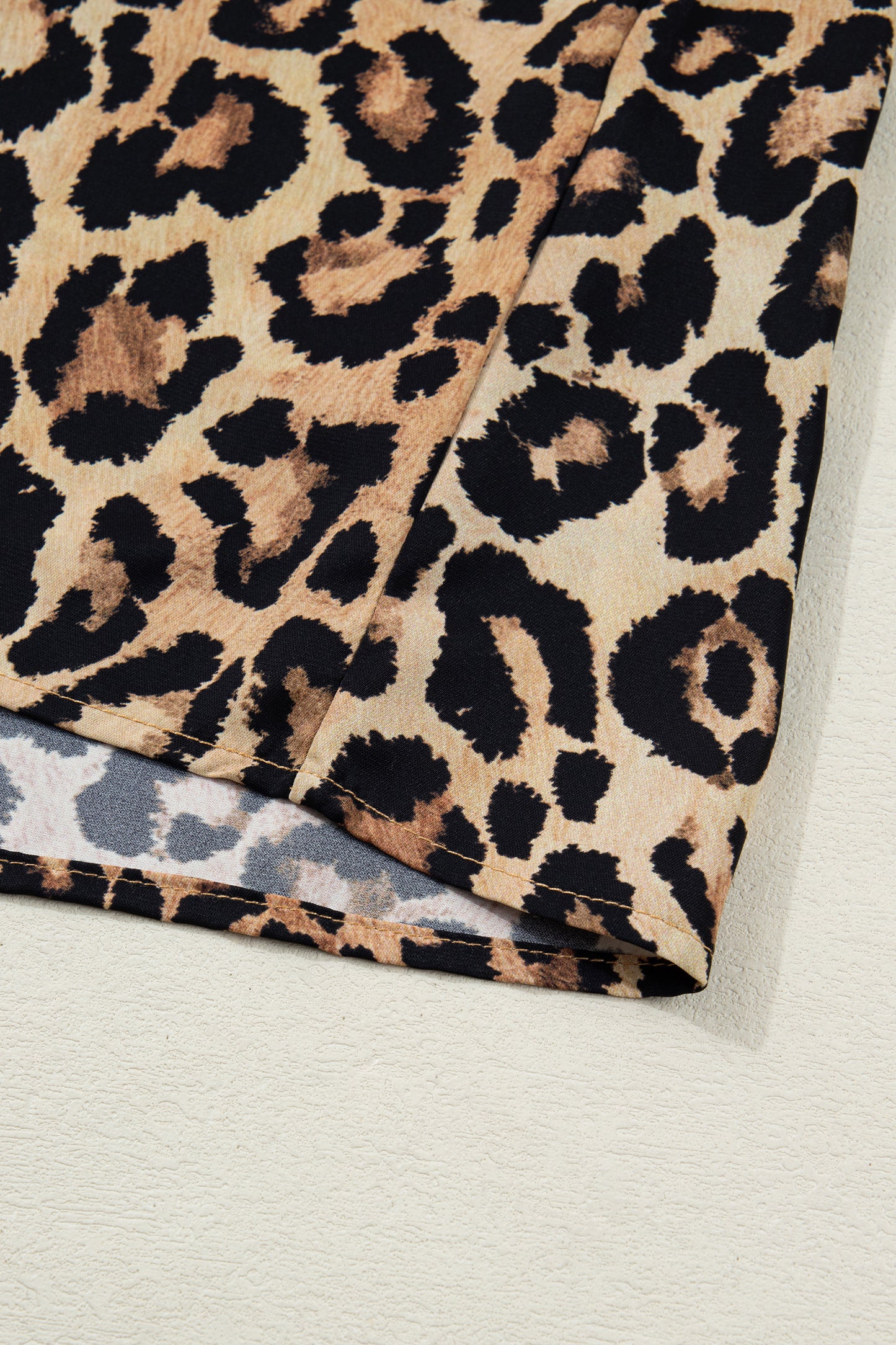 Brown Wild Leopard Print Contrast Striped Frilled Trim Chic Shirt-Tops/Blouses & Shirts-[Adult]-[Female]-2022 Online Blue Zone Planet