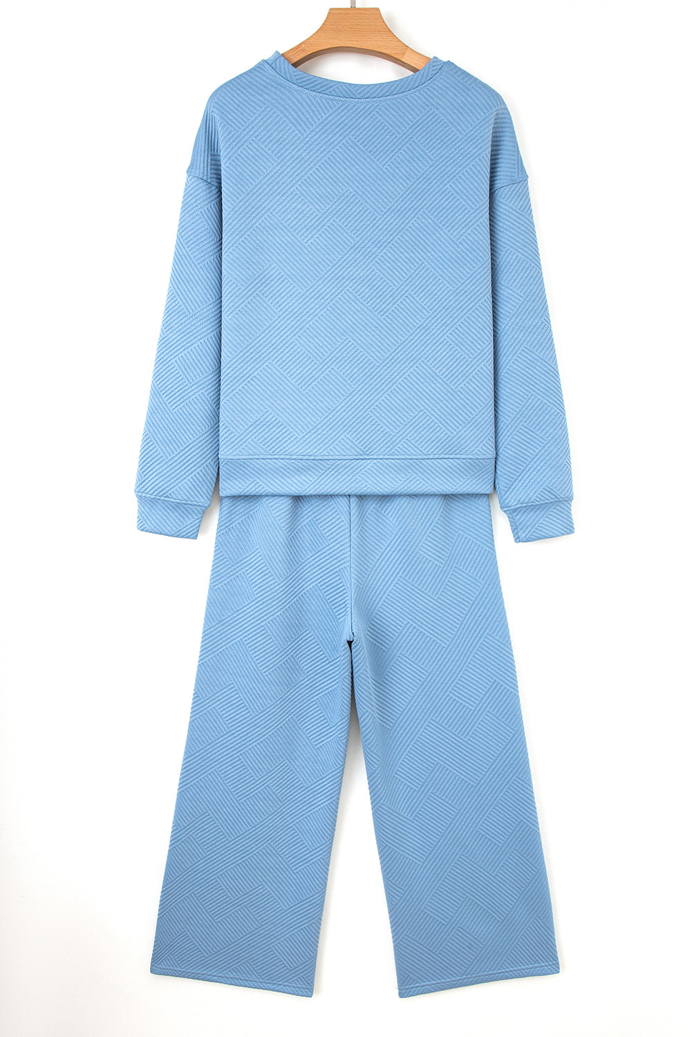 Beau Blue Floral Patchwork Drop Shoulder Pullover and Sweatpants Lounge Set-Loungewear & Sleepwear/Loungewear-[Adult]-[Female]-2022 Online Blue Zone Planet
