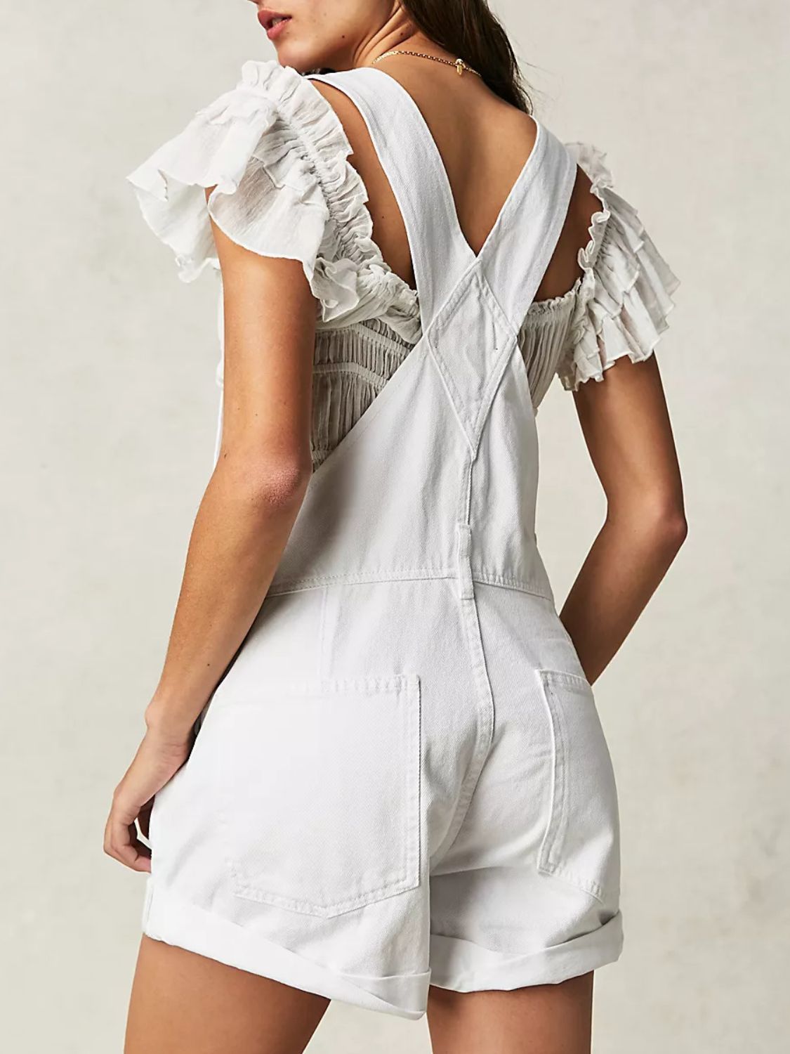 Wide Strap Square Neck Denim Overalls-TOPS / DRESSES-[Adult]-[Female]-2022 Online Blue Zone Planet