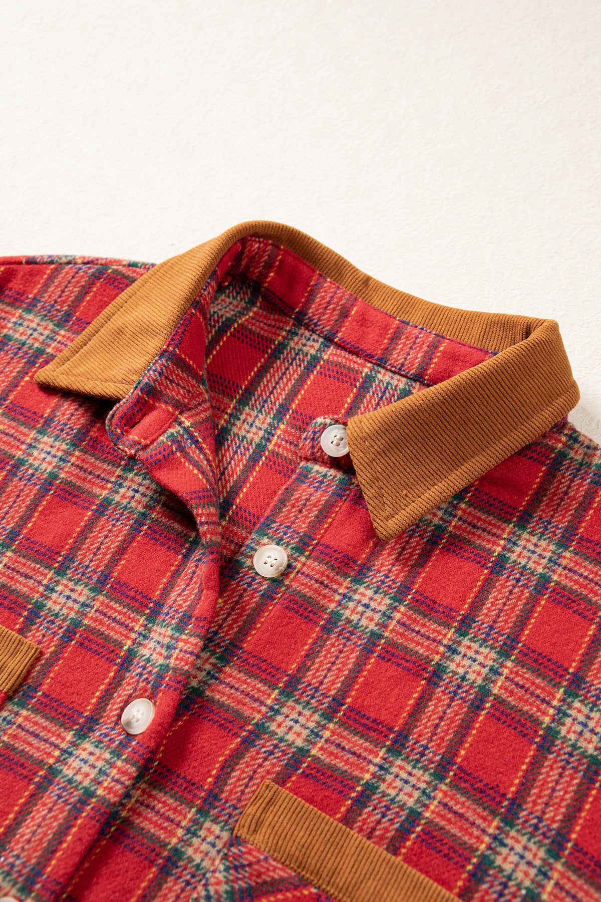Red Casual Plaid Color Block Collared Button Shacket-Outerwear/Plaid Shackets-[Adult]-[Female]-2022 Online Blue Zone Planet