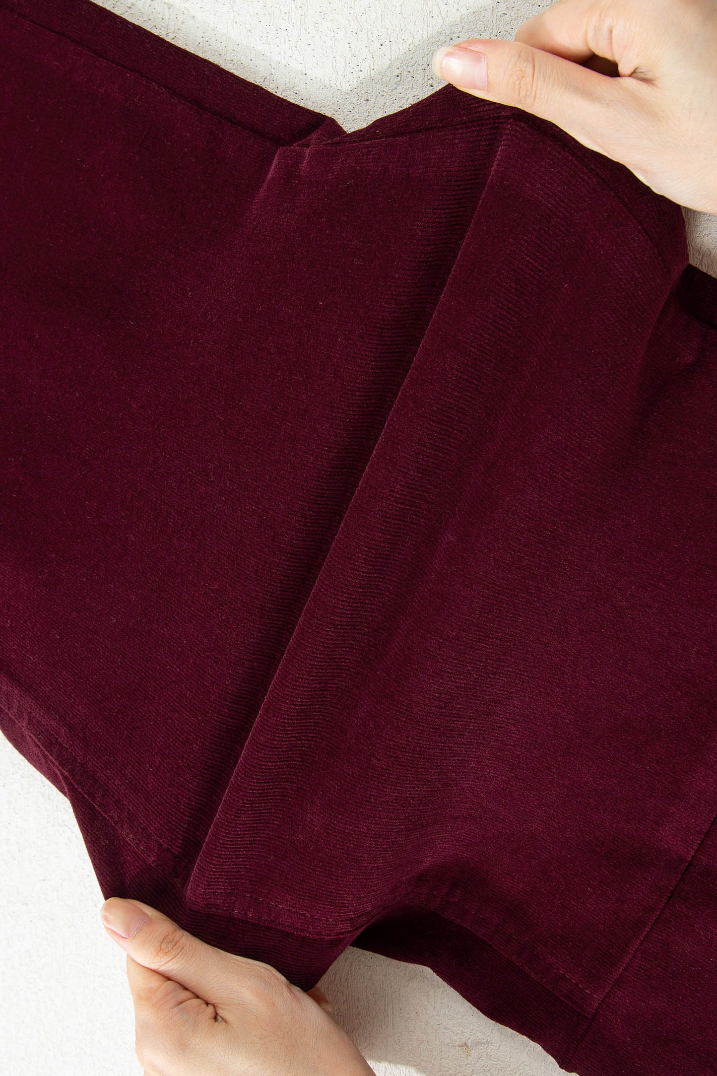 Burgundy Corduroy Solid Color High Waist Wide Leg Pants-Bottoms/Pants & Culotte-[Adult]-[Female]-2022 Online Blue Zone Planet