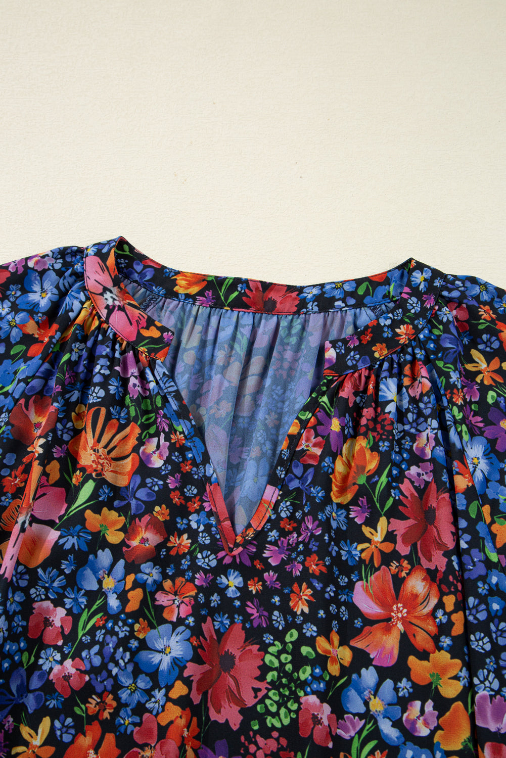 Blue Floral Print Tassel Tie V Neck Long Sleeve Flowy Long Dress-TOPS / DRESSES-[Adult]-[Female]-2022 Online Blue Zone Planet