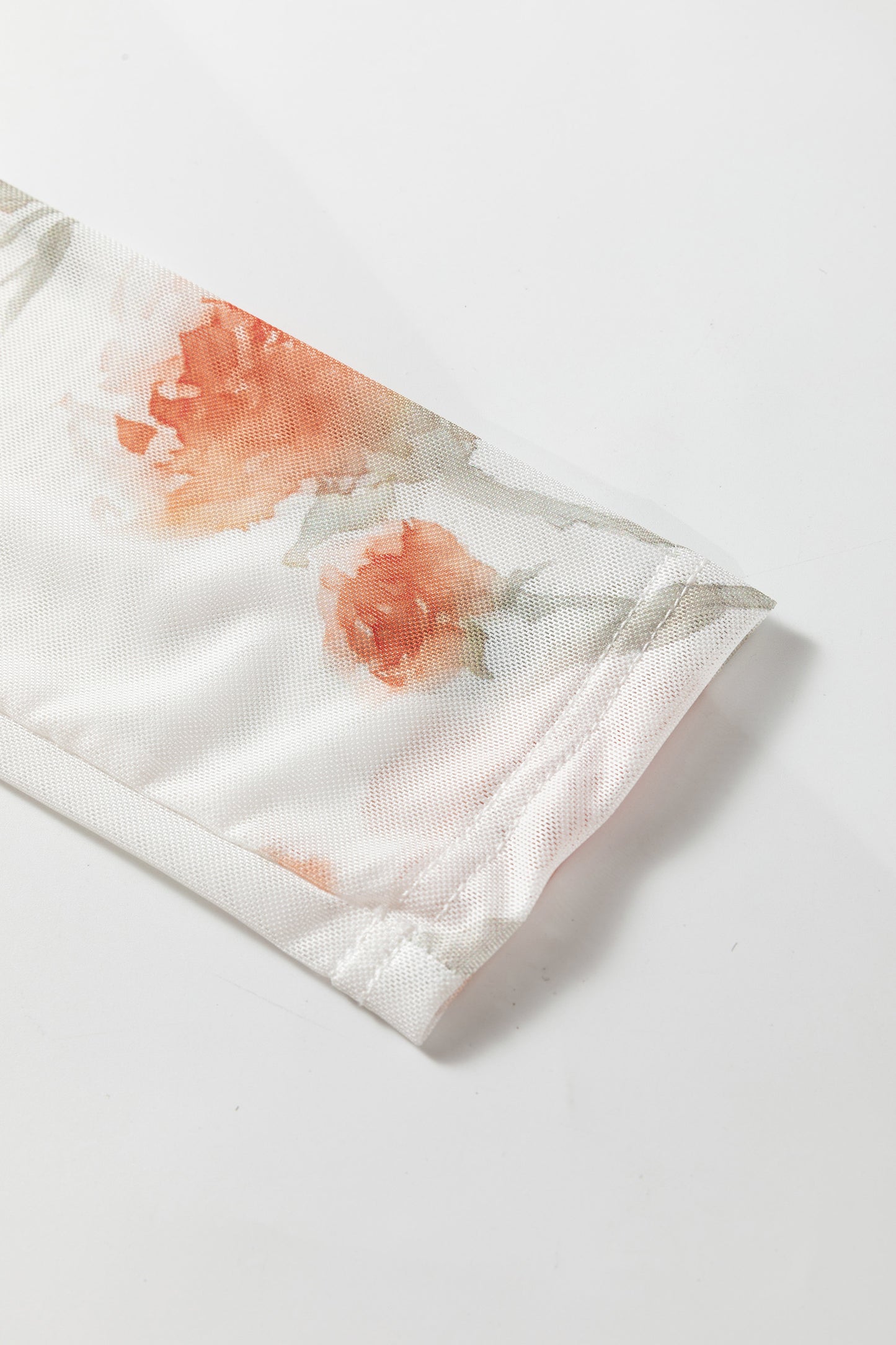 Casual Round Neck Floral Print Mesh Long Sleeve Top-Tops/Long Sleeve Tops-[Adult]-[Female]-2022 Online Blue Zone Planet