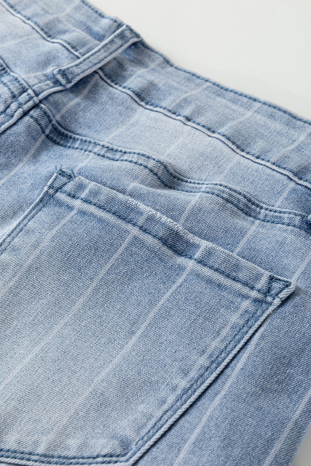 Beau Blue Multi Buttons Pinstripe Wide Leg Jeans-Bottoms/Jeans-[Adult]-[Female]-2022 Online Blue Zone Planet