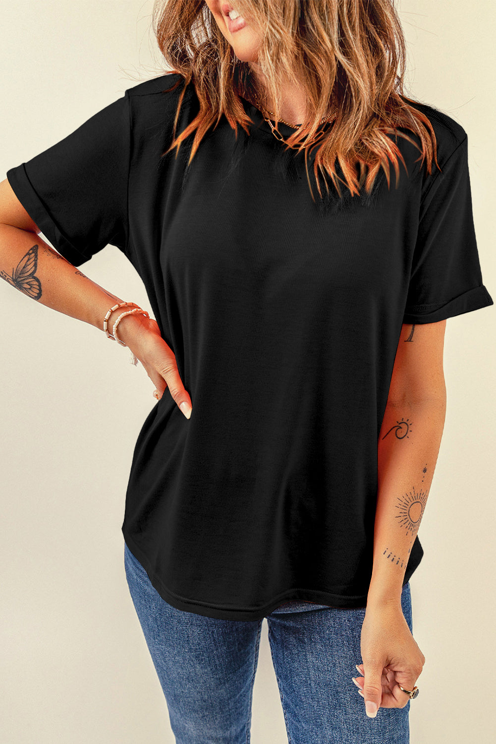 Bright Green Casual Plain Crew Neck Tee-Tops/Tops & Tees-[Adult]-[Female]-2022 Online Blue Zone Planet