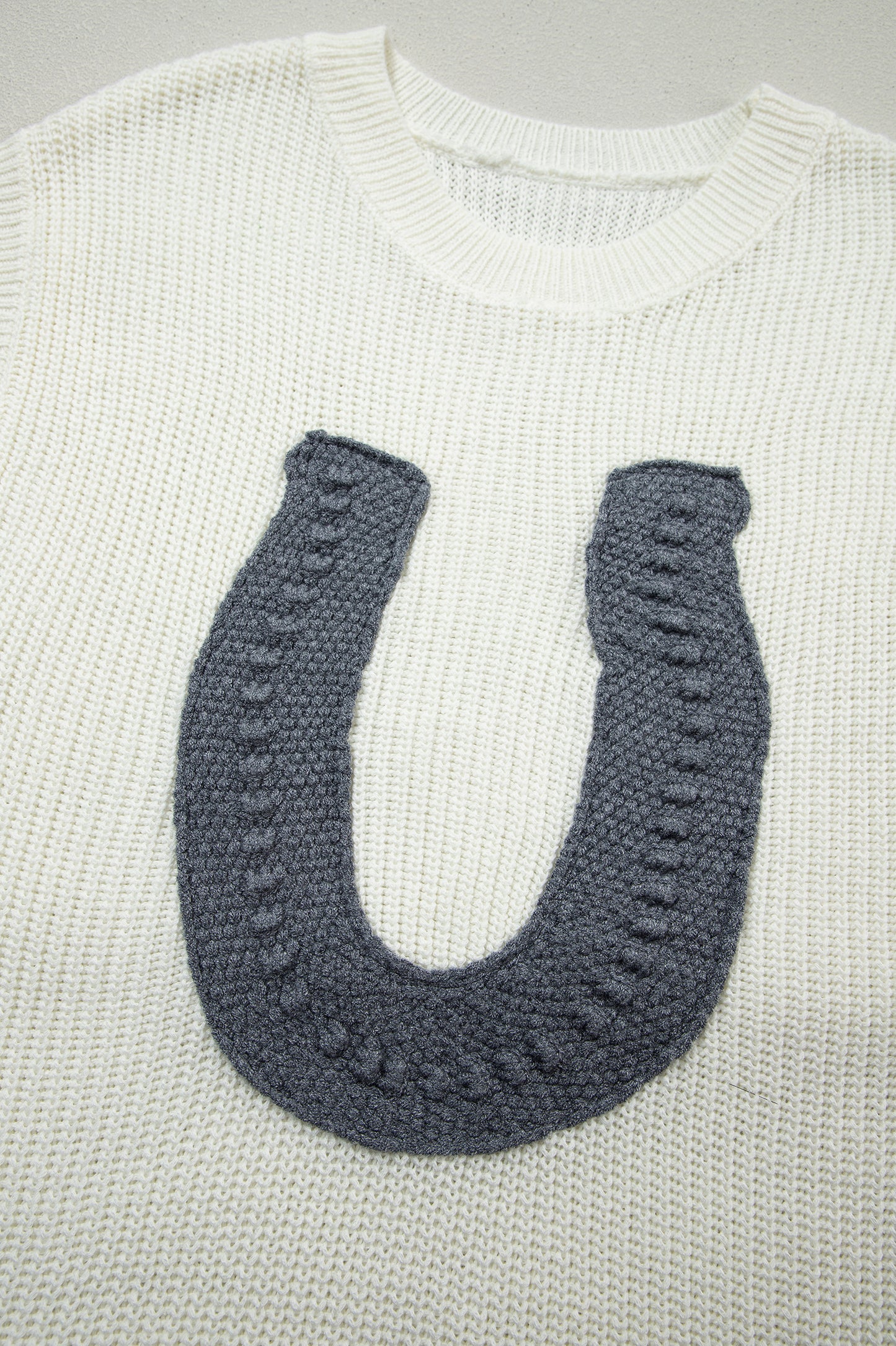 Turquoise Crochet Horseshoe Short Sleeve Knit Sweater-TOPS / DRESSES-[Adult]-[Female]-2022 Online Blue Zone Planet
