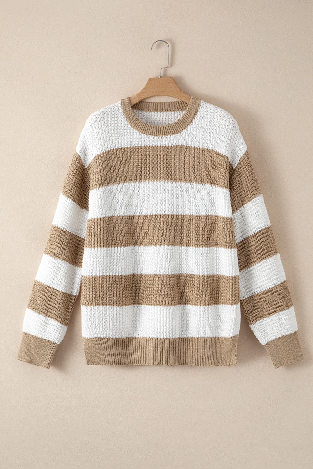 Color Block Round Neck Sweater-TOPS / DRESSES-[Adult]-[Female]-2022 Online Blue Zone Planet