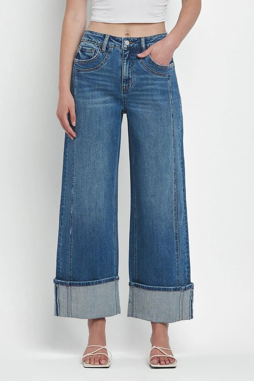 Straight Leg Jeans with Pockets-BOTTOM SIZES SMALL MEDIUM LARGE-[Adult]-[Female]-Medium-S-2022 Online Blue Zone Planet