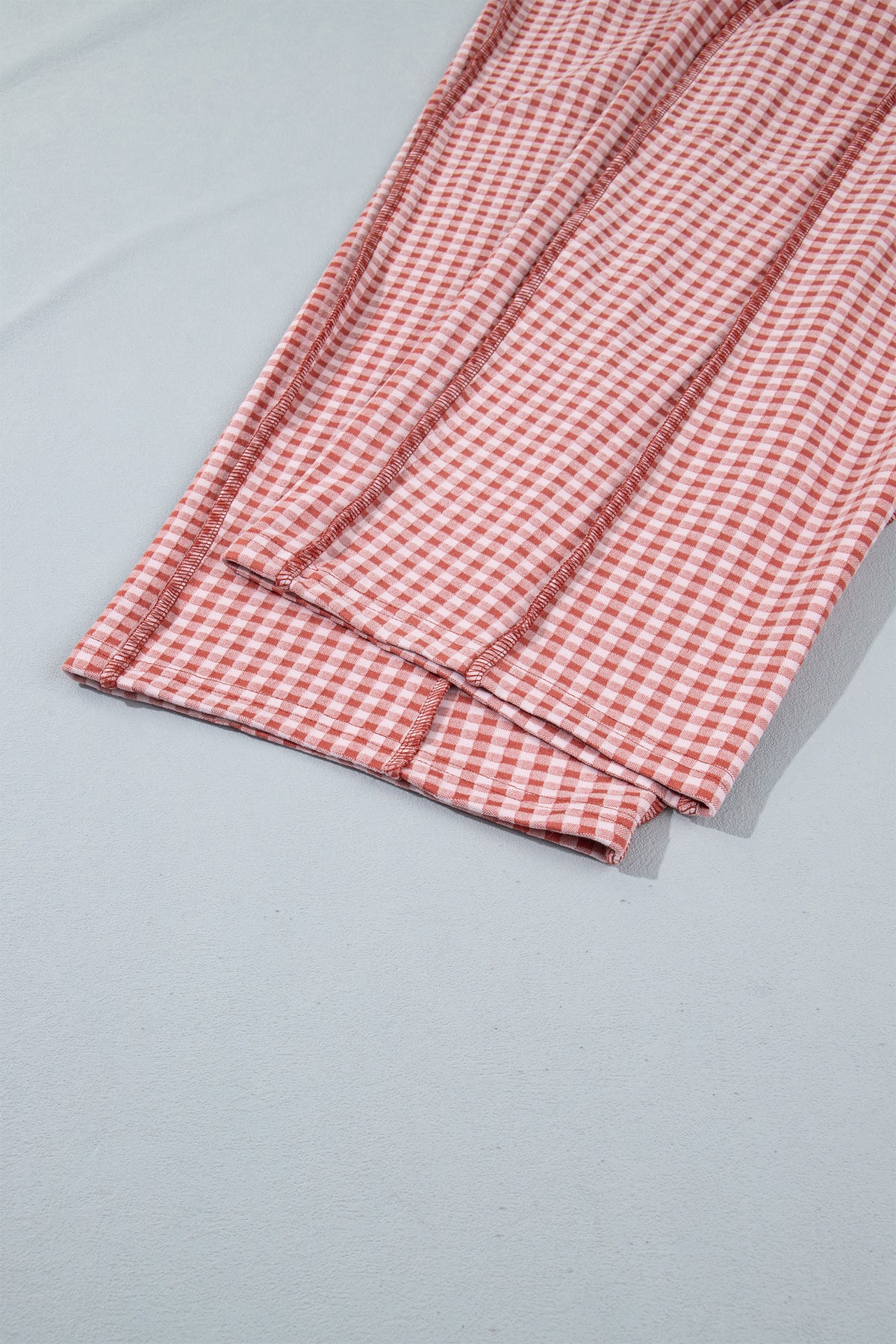 Red Plaid Contrast Trim Drawstring Elastic Waist Shift Pants-Bottoms/Pants & Culotte-[Adult]-[Female]-2022 Online Blue Zone Planet
