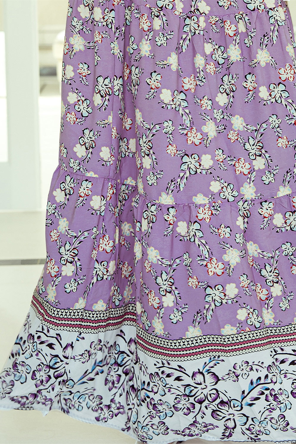 Tiered Printed Elastic Waist Skirt-[Adult]-[Female]-2022 Online Blue Zone Planet