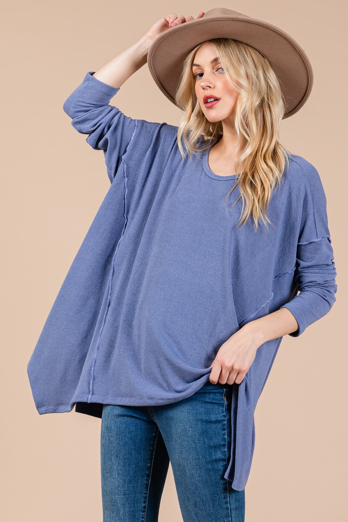 Ces Femme Asymmetrical Long Sleeve top-TOPS / DRESSES-[Adult]-[Female]-2022 Online Blue Zone Planet