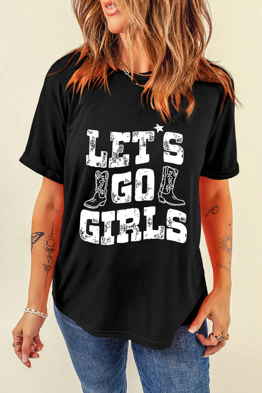 Letter Graphic Round Neck Short Sleeve T-Shirt-TOPS / DRESSES-[Adult]-[Female]-Black-S-2022 Online Blue Zone Planet