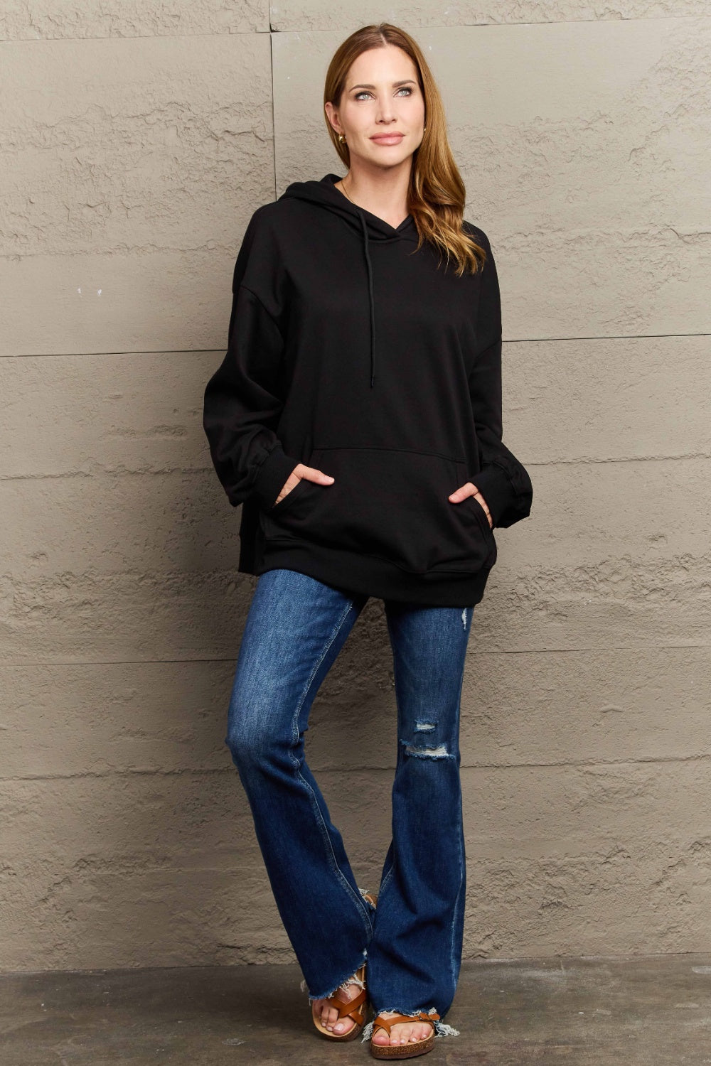 Full Size Long Sleeve Dropped Shoulder Hoodie-TOPS / DRESSES-[Adult]-[Female]-2022 Online Blue Zone Planet