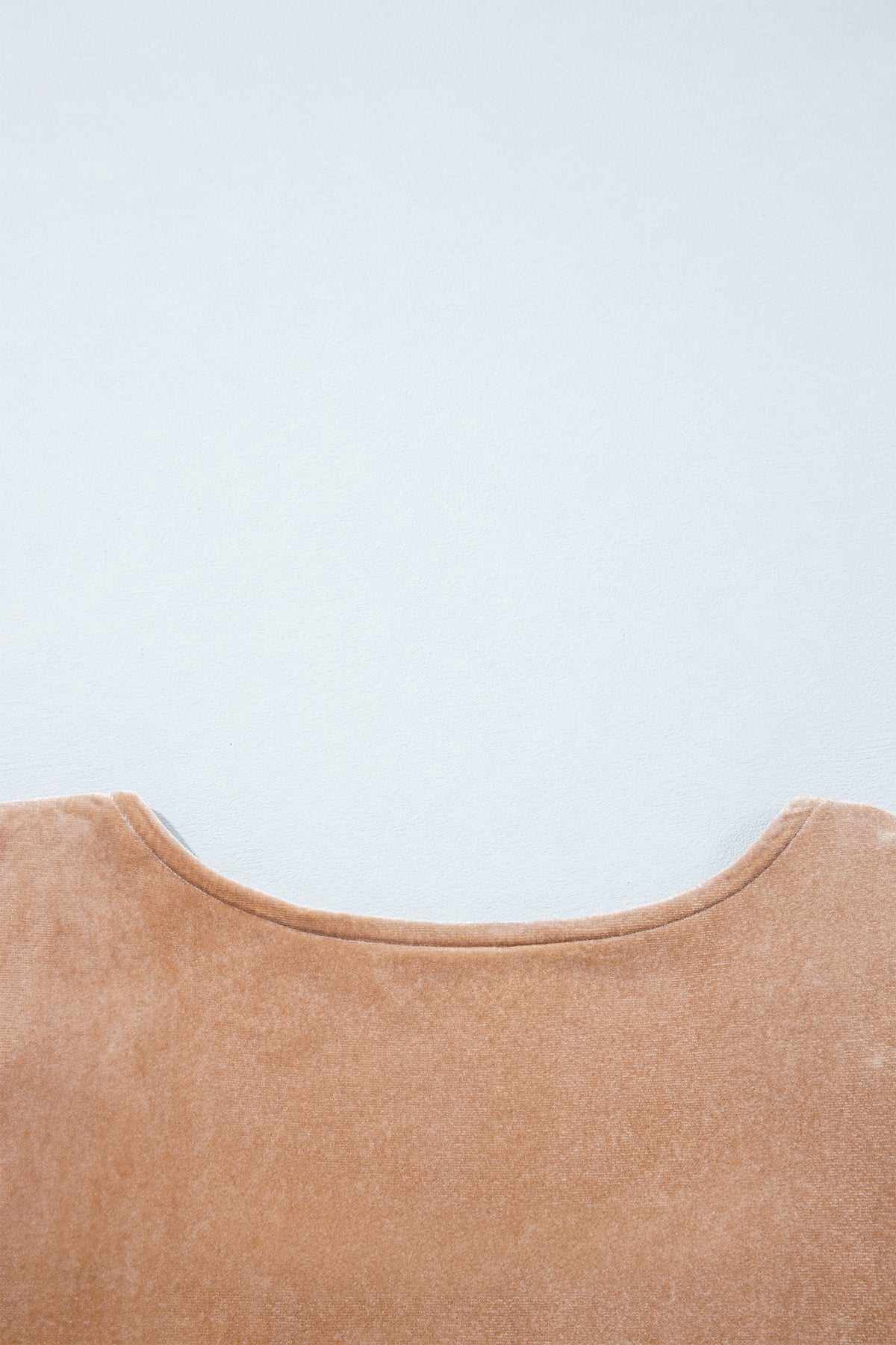 Light French Beige Solid Color Velvet Knot Square Neck Sheer Long Sleeve Bodysuit-Tops/Bodysuits-[Adult]-[Female]-2022 Online Blue Zone Planet