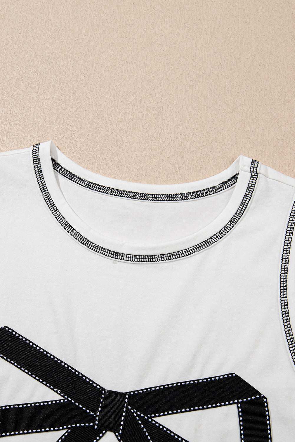 White Sweet Bow Stitching Trim Sleeveless Top-Tops/Tank Tops-[Adult]-[Female]-2022 Online Blue Zone Planet