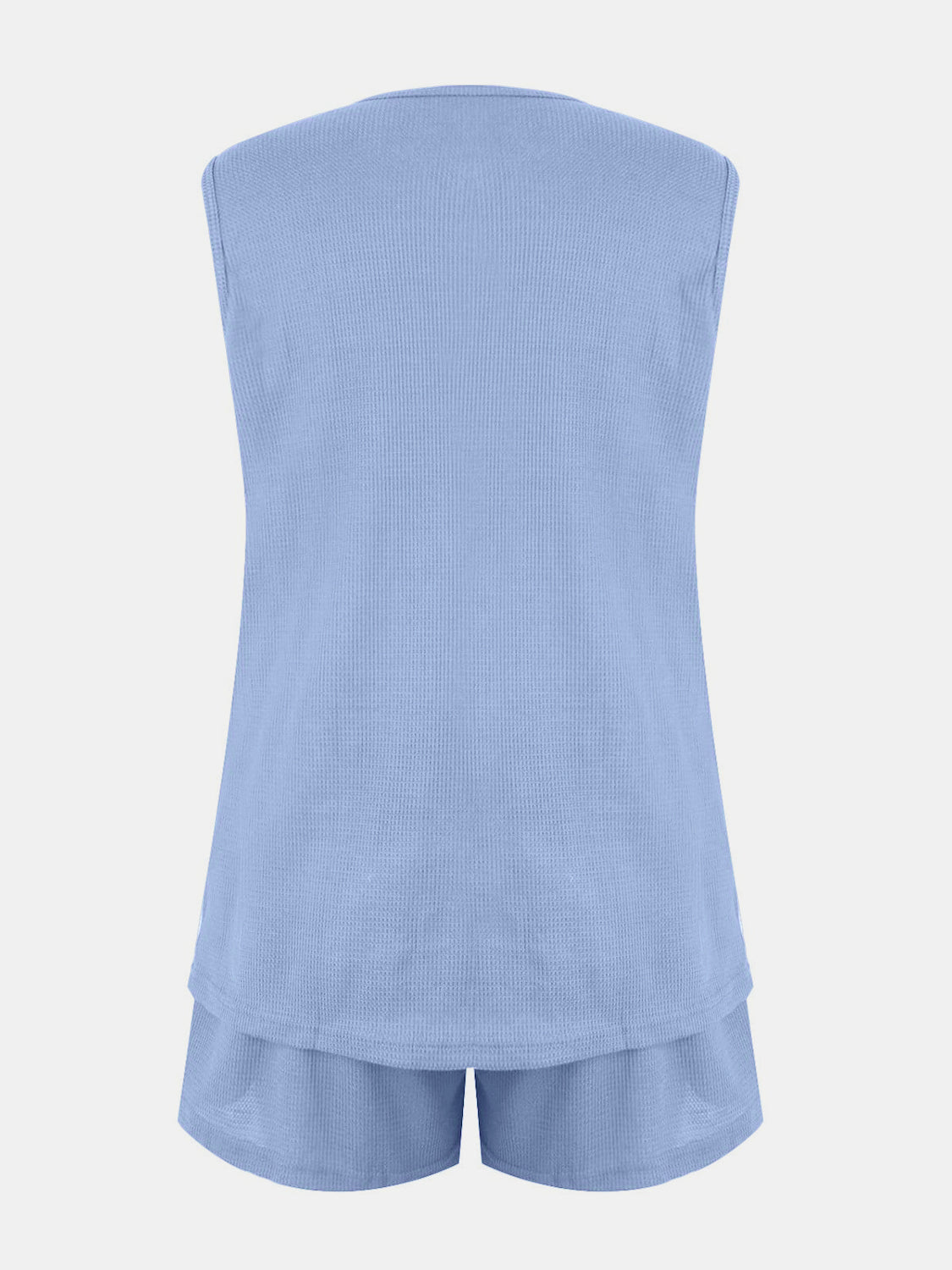 Full Size Waffle-Knit Notched Top and Shorts Set-TOPS / DRESSES-[Adult]-[Female]-2022 Online Blue Zone Planet