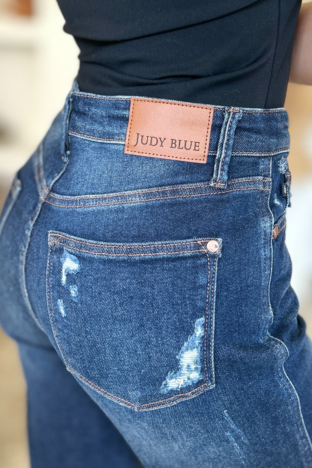 Blue Zone Planet | Judy Blue Full Size High Waist Rigid Magic Heavy Destroy Straight Jeans-TOPS / DRESSES-[Adult]-[Female]-2022 Online Blue Zone Planet